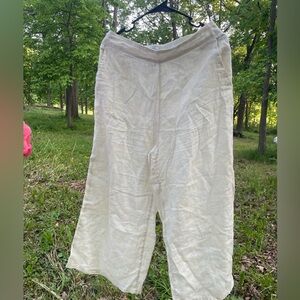 Nicole Miller Linen Pants in Cream